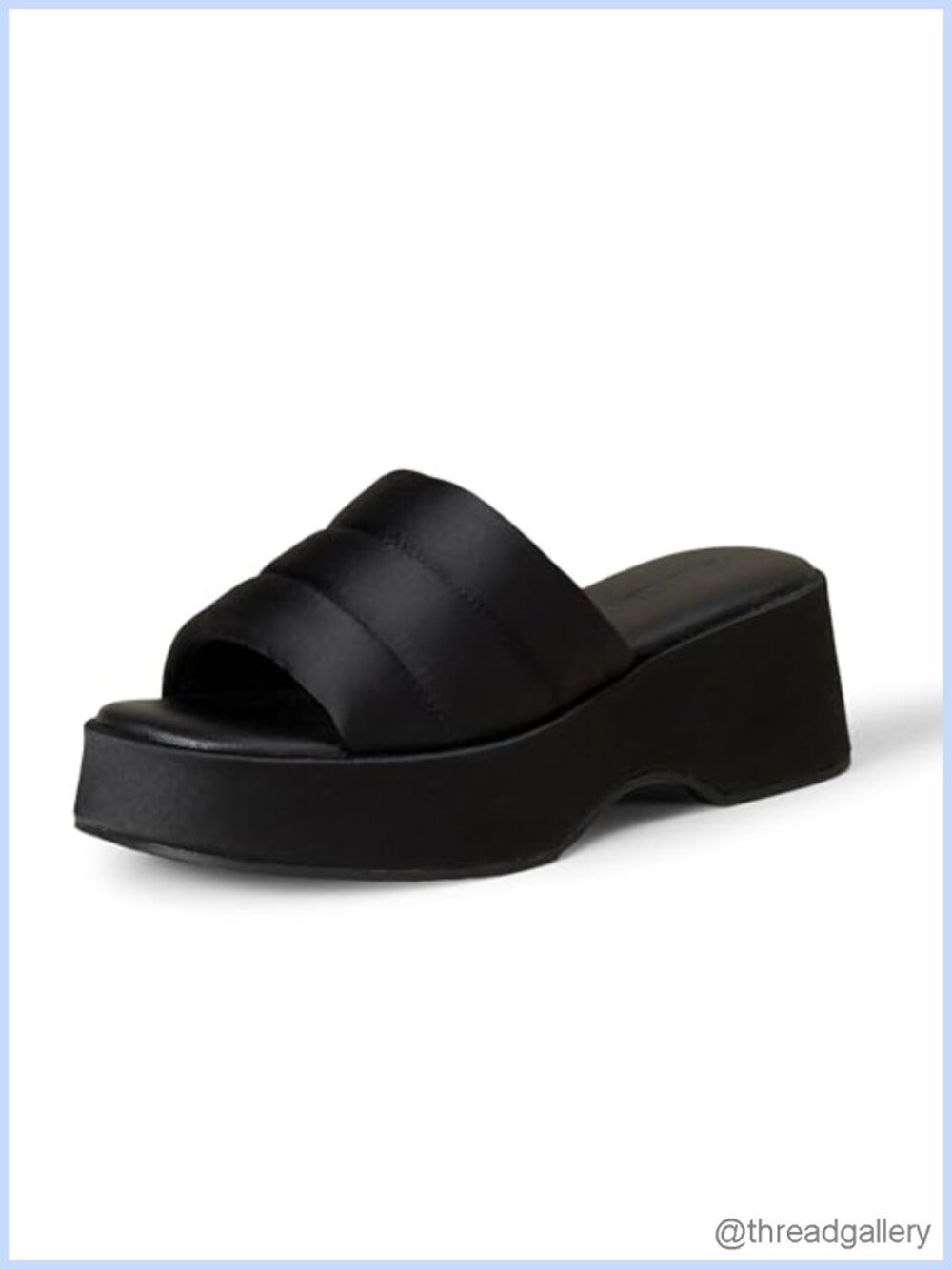 Platform Slide Sandals Satin Puffy Quilted Slip On Casual Walking Shoes
